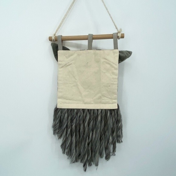 CAT Wall Hanging Textured Animal Natural Room Decor Gray Kitten Wall Art boho - Picture 9 of 10